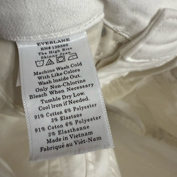 Everlane White High Rise Skinny Jeans Sz 28 - Picture 6 of 6